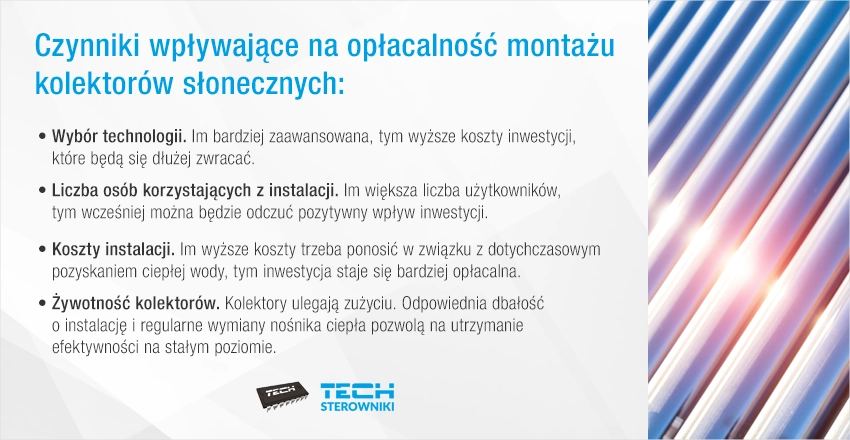 Czynniki wpływające na opłacalność instalacji kolektorów słonecznych Czynniki wpływające na opłacalność instalacji kolektorów słonecznych