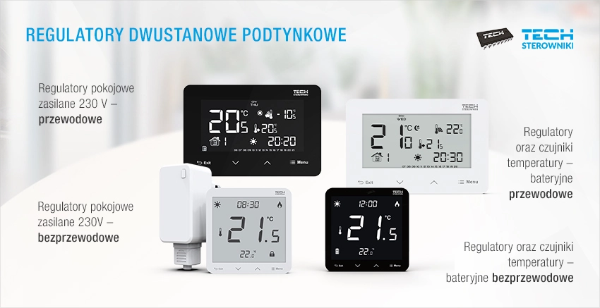 Regulatory pokojowe dwustanowe podtynkowe